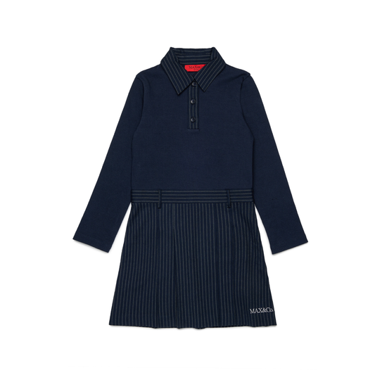 Max & Co Navy Stripe Long Sleeve Dress