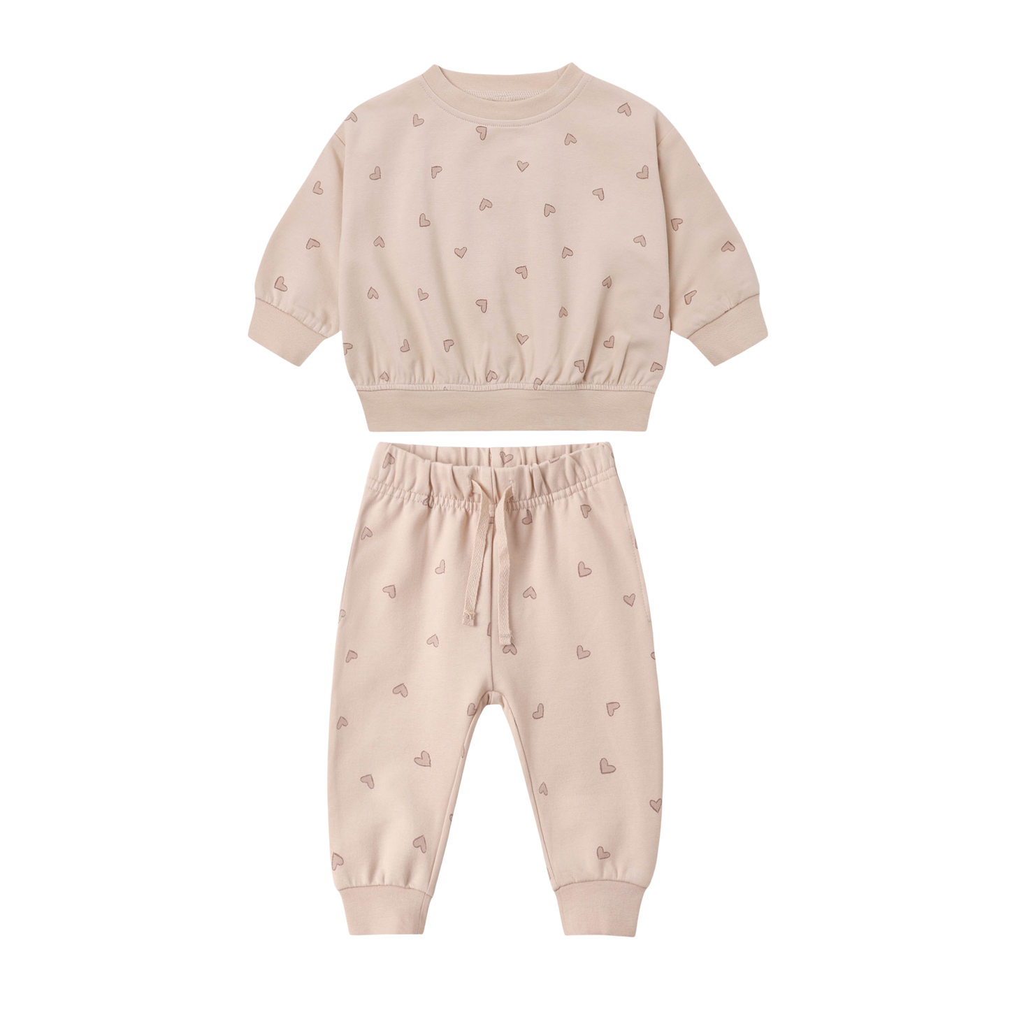 Quincy Mae Dusty-Rose Hearts Relaxed Pants Set