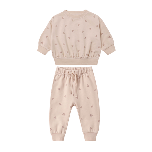 Quincy Mae Dusty-Rose Hearts Relaxed Pants Set