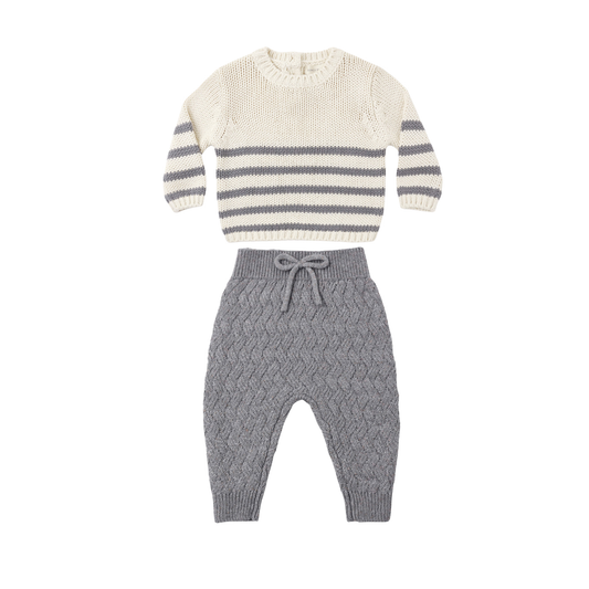 Quincy Mae Slate Rex Stripe Knit Set