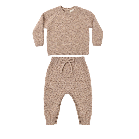 Quincy Mae Almond Heathered Pants Set