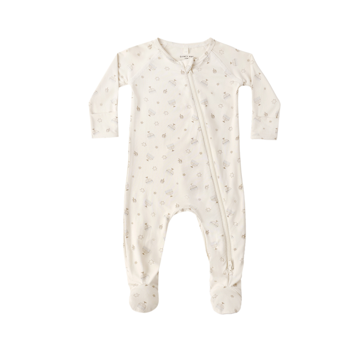 Quincy Mae Natural Hanukkah Zipper Foootie