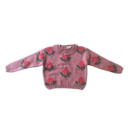 Piupiuchick Pink Jacquard Collar Sweater