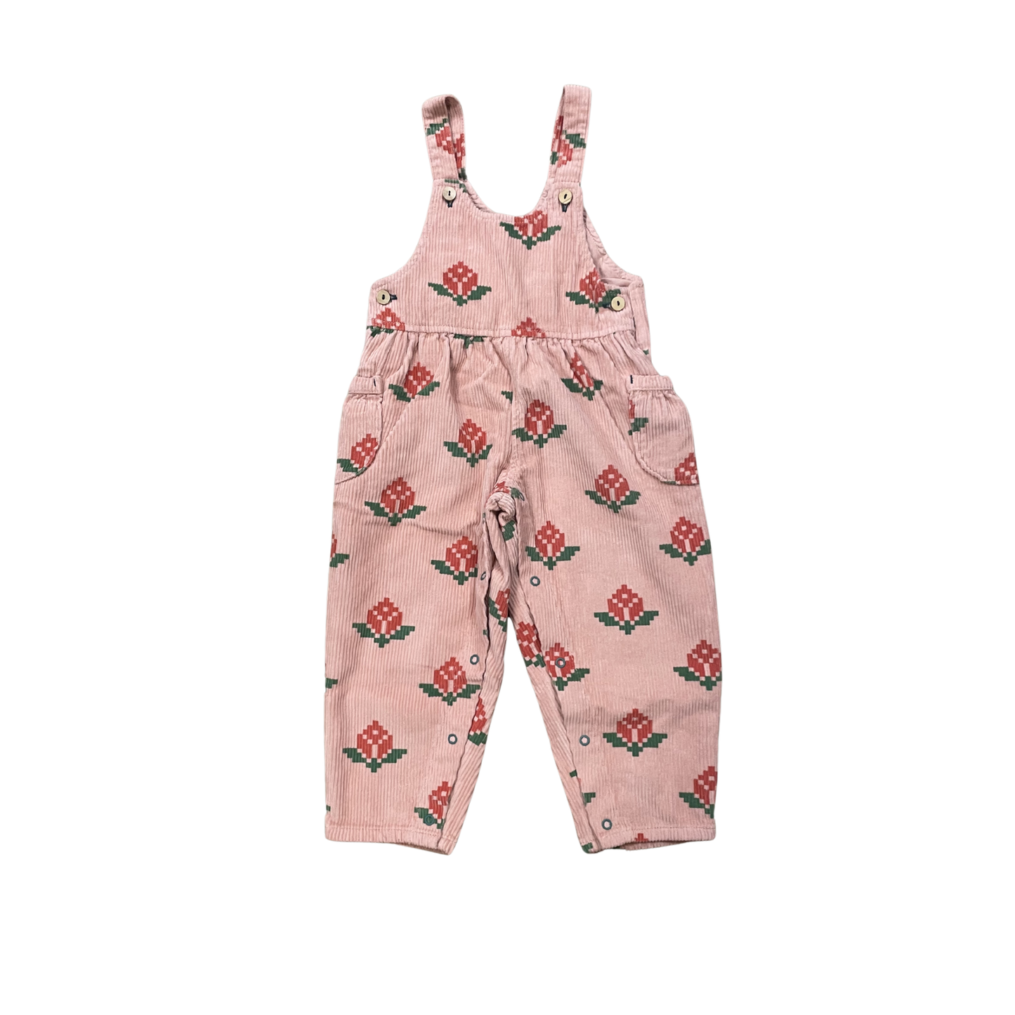 Piupiuchick Pink Big Flowers Dungarees