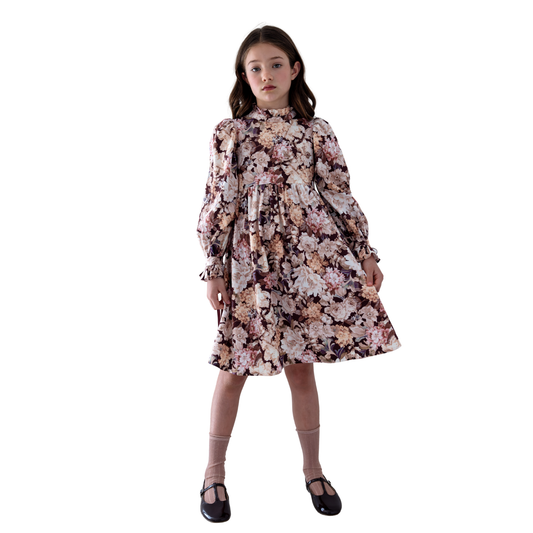 Petite Amalie Winter Bloom Cord Long Sleeve Dress