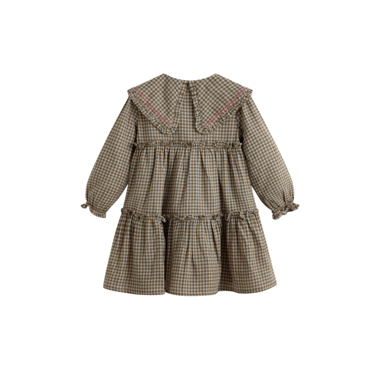 C'Era Una Volta Green Check Viola Flower Collar Dress