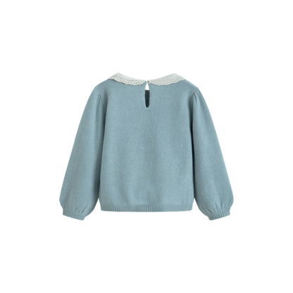 C'Era Una Volta Dusty Blue Selene Long Sleeve Sweater