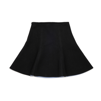 N°21 Black Crochet Logo Patch Neoprene Skirt