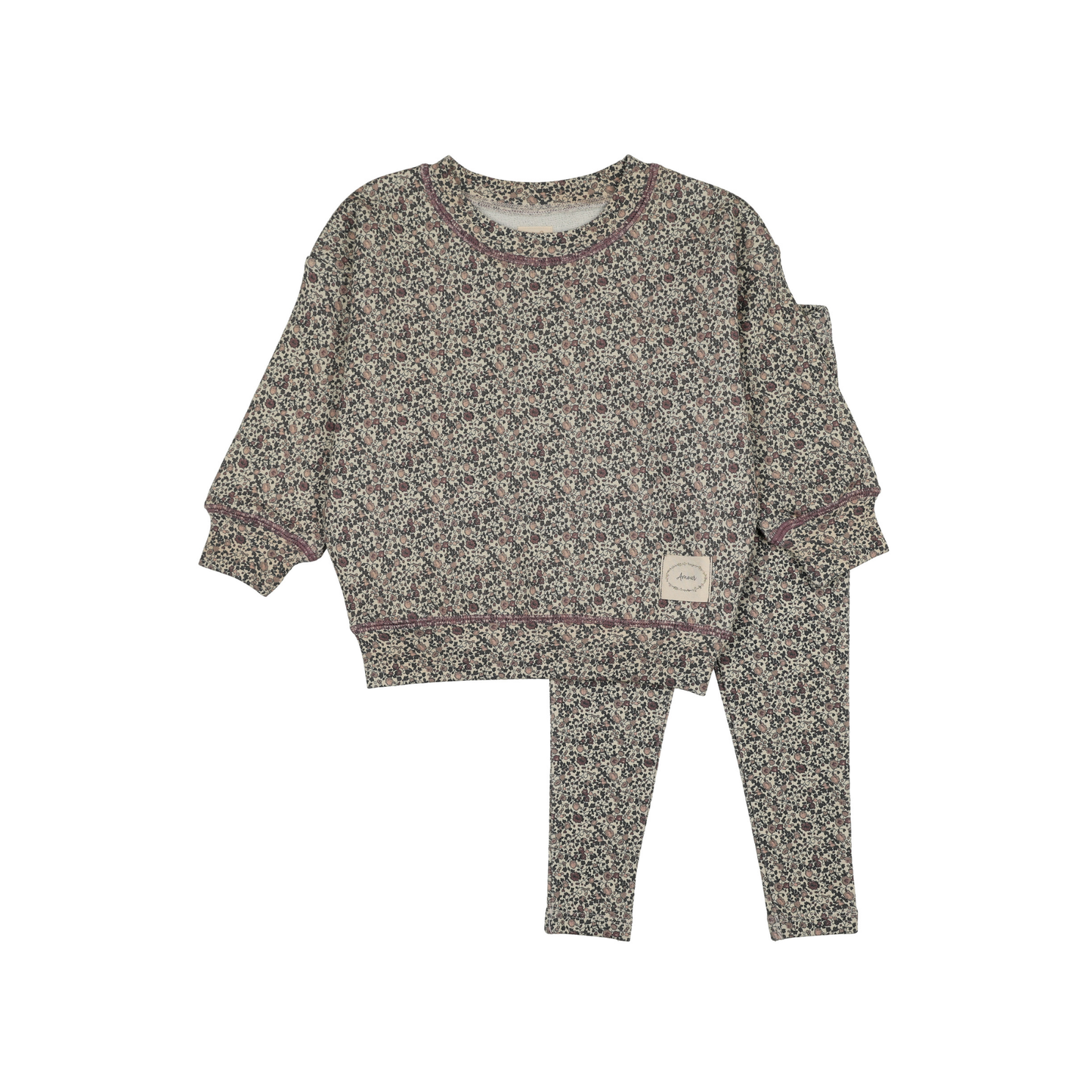 Analogie Vintage Purple Print Printed Toddler Set