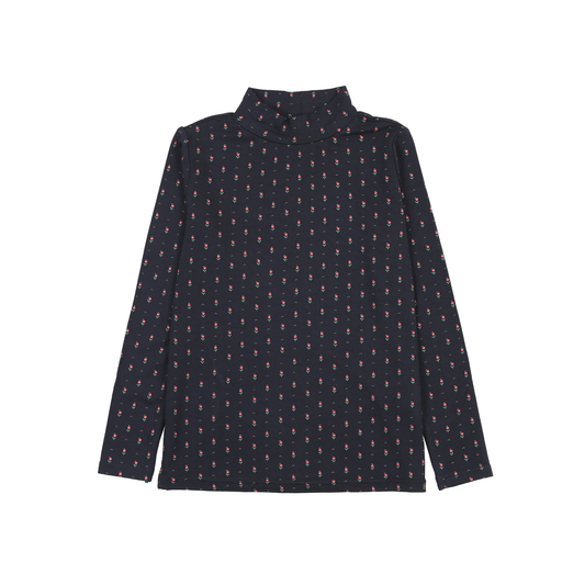 Analogie Black Print Printed Mockneck