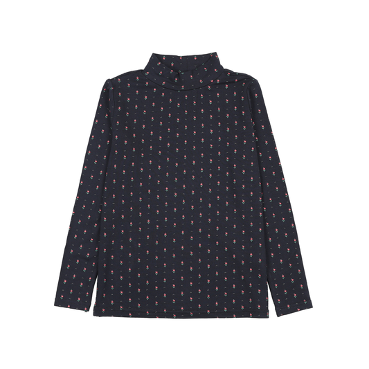 Analogie Navy Print Sweet Campaign Printed Mockneck