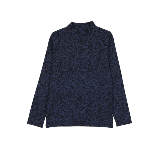 Analogie Navy Print Printed Mockneck