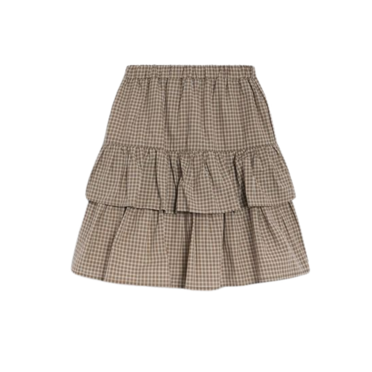 The New Society Wander Check Ruffle Skirt