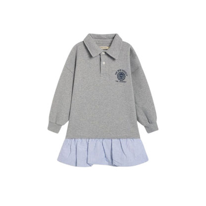 The New Society Mid Grey Melange Ash Sweatshirt Polo Dress