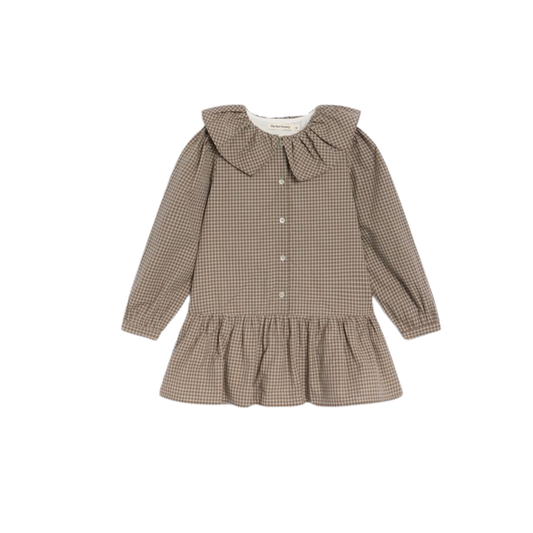 The New Society Wander Check Collar Long Sleeve Dress