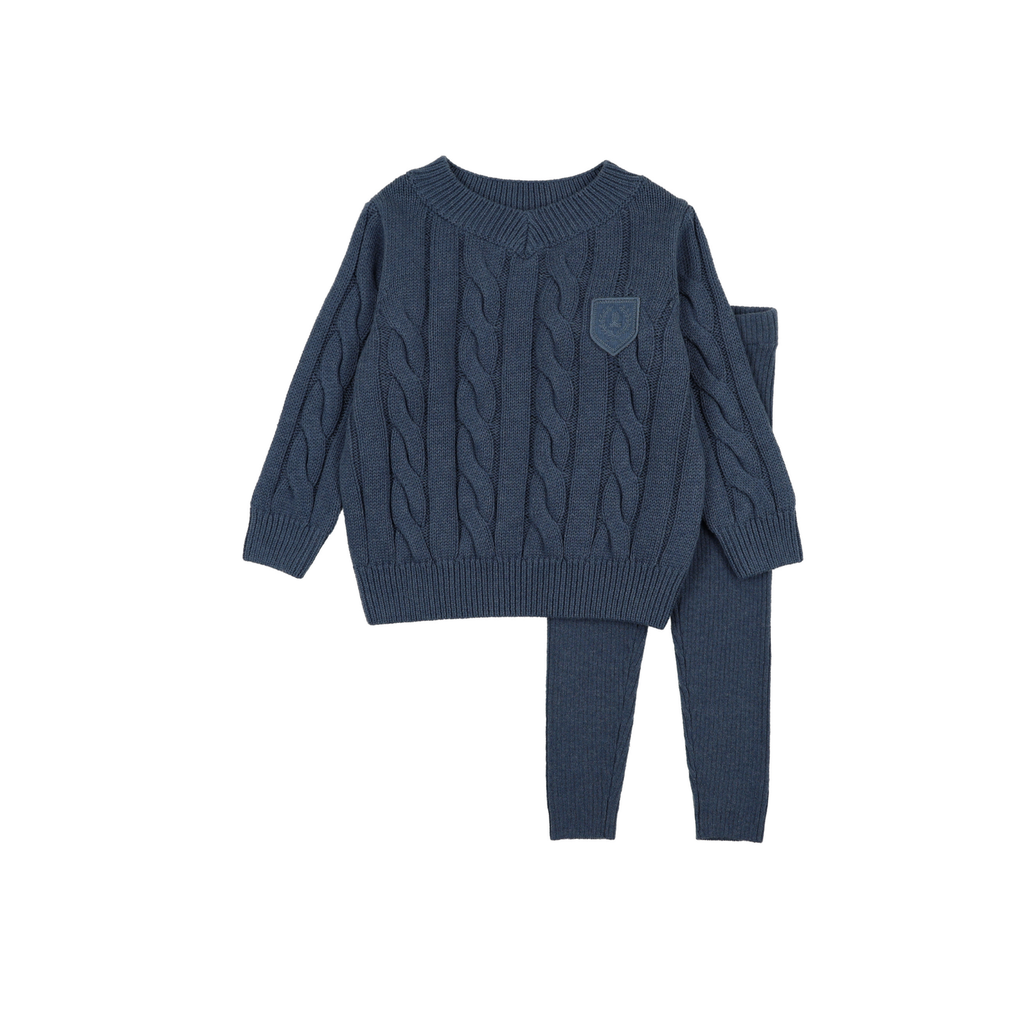 Analogie Vntg Blue Heath Chunky Cable Knit Toddler Set