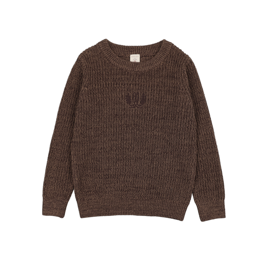 Analogie Chocolate Brown Marled Boys Crew Neck