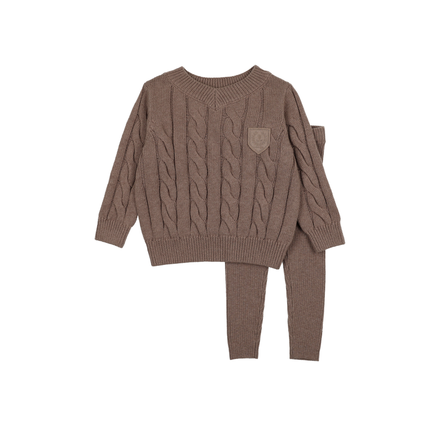 Analogie Misty Oat Heath Chunky Cable Knit Toddler Set