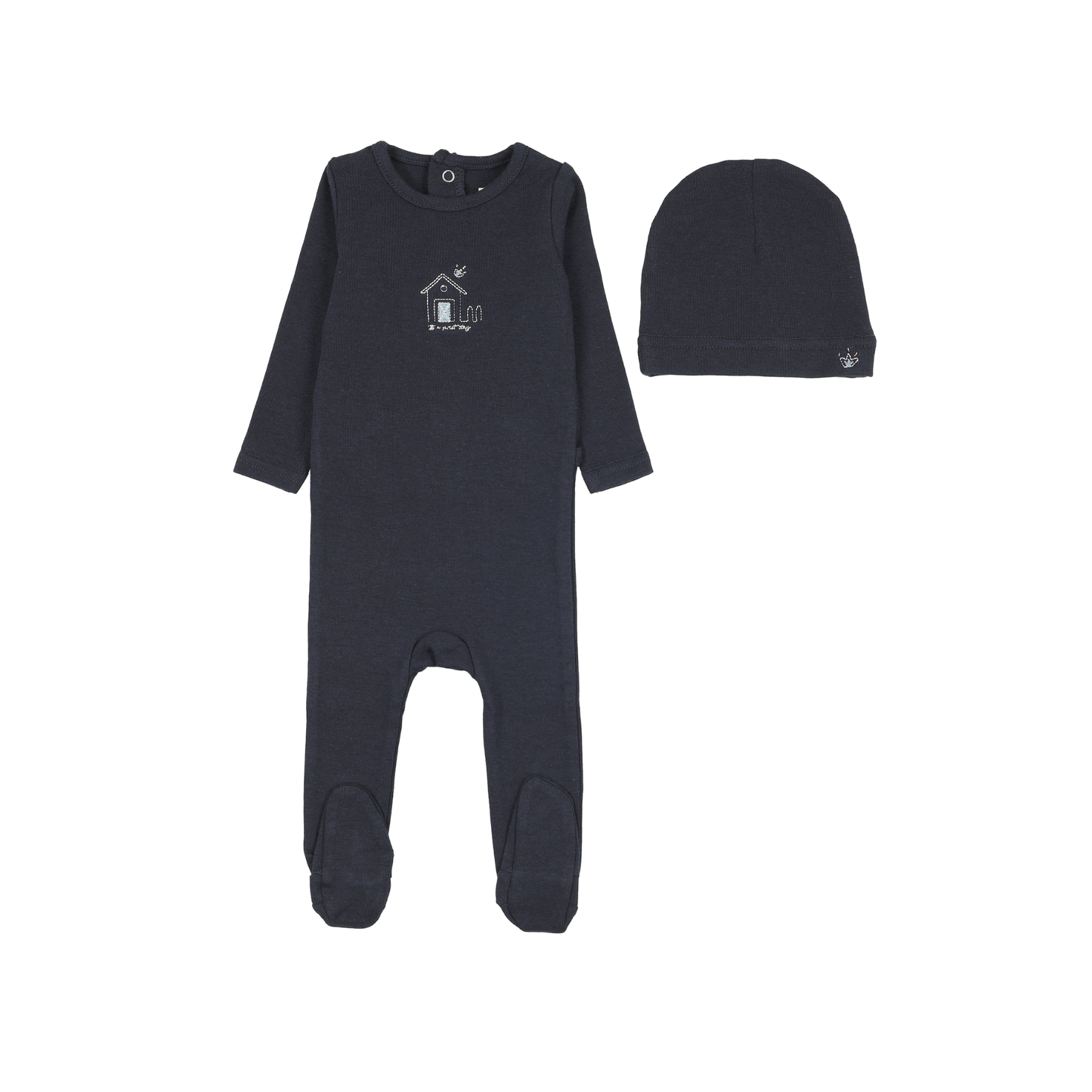 Analogie Navy Swt Cmpgn Boys Embroidered Footie Set