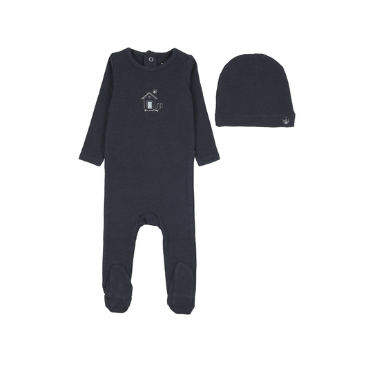 Analogie Navy Swt Cmpgn Boys Embroidered Footie Set