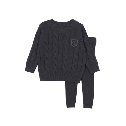 Analogie Navy Chunky Cable Knit Toddler Set