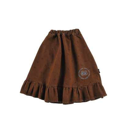 Loud Choco Polkadot Glide Eyes Logo Print Skirt