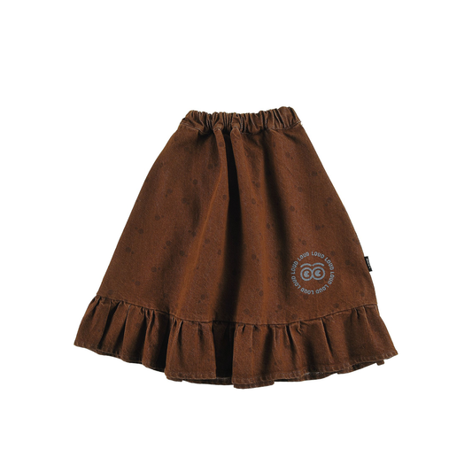 Loud Choco Polkadot Glide Eyes Logo Print Skirt