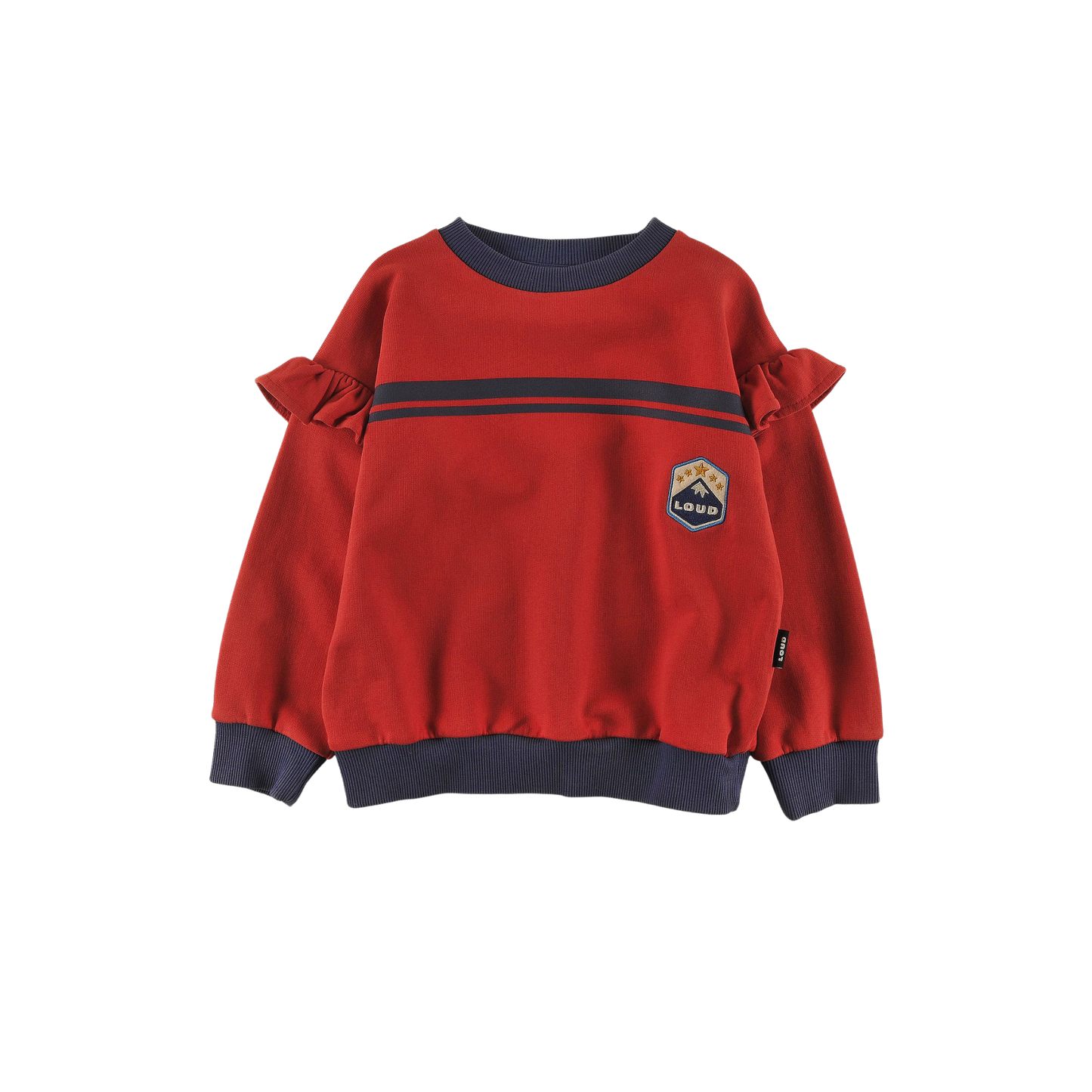 Loud Red Washed Holiday Mountain Long Sleeve Sweatshirt