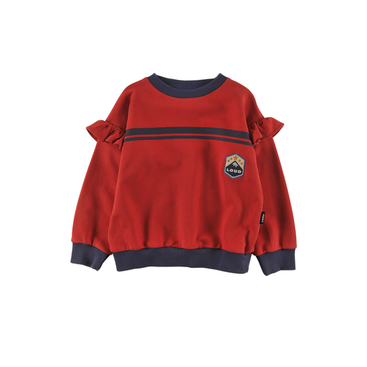 Loud Red Washed Holiday Mountain Long Sleeve Sweatshirt