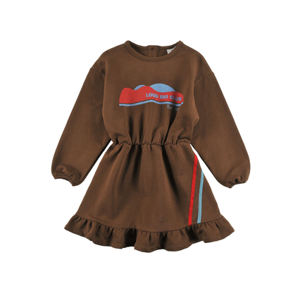 Loud Fondue Fudge Piste Mountain  Long Sleeve Dress