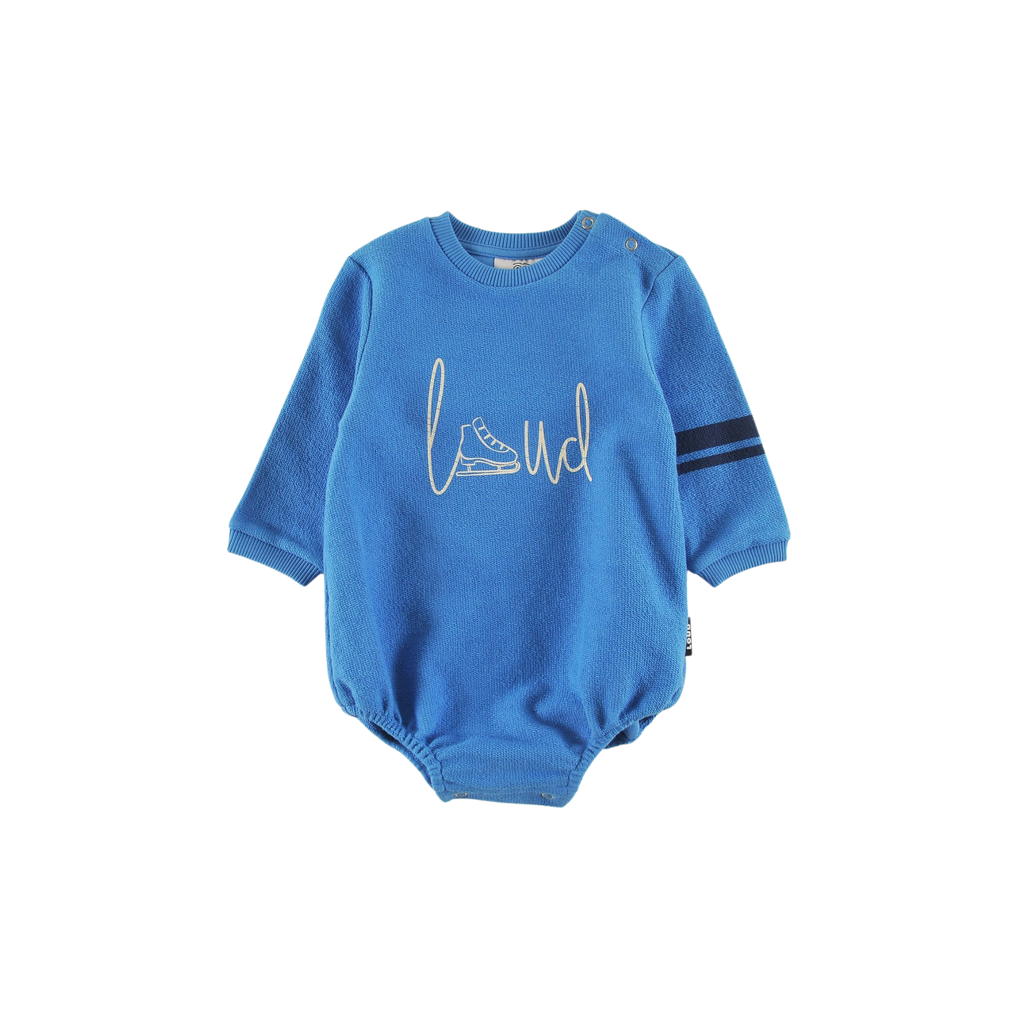 Loud Malibu Blue Rays Skate Print Long Sleeve Romper