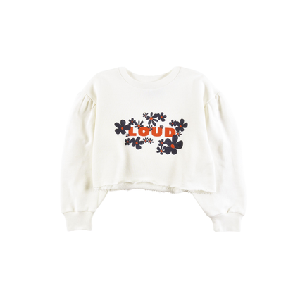 Loud Cream Sweater Crop Loose Fit Drop Shoulder