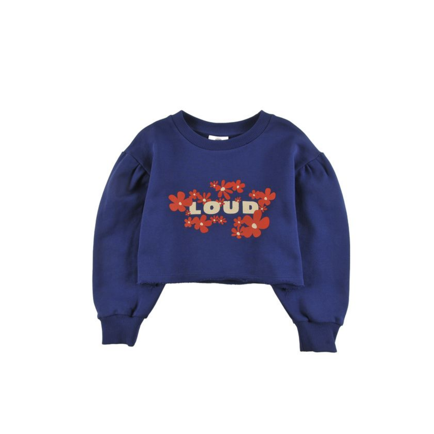 Loud Navy Sweater Crop Loose Fit Drop Shoulder