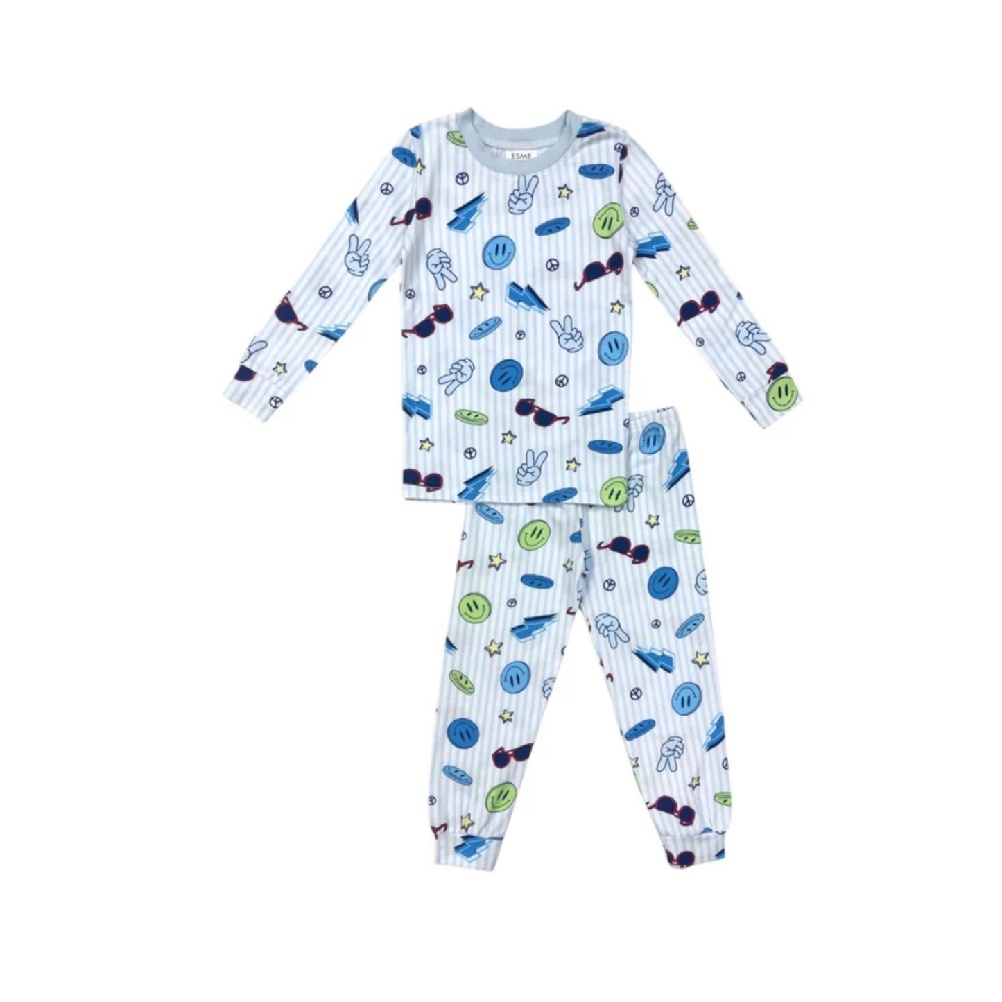 Esme Sky Blue Stripe Tommy Long Sleeve Pajama