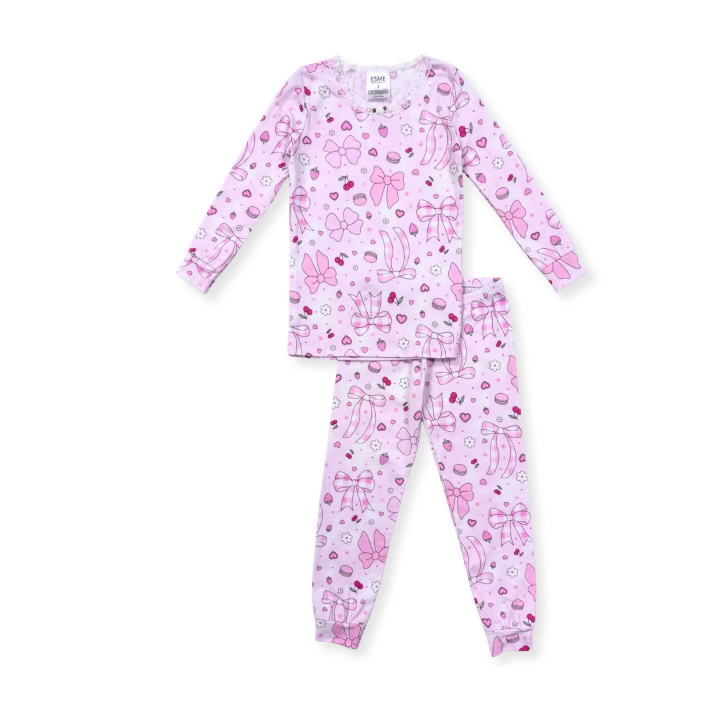 Esme Pink Summer Bows Long Sleeve Pajama