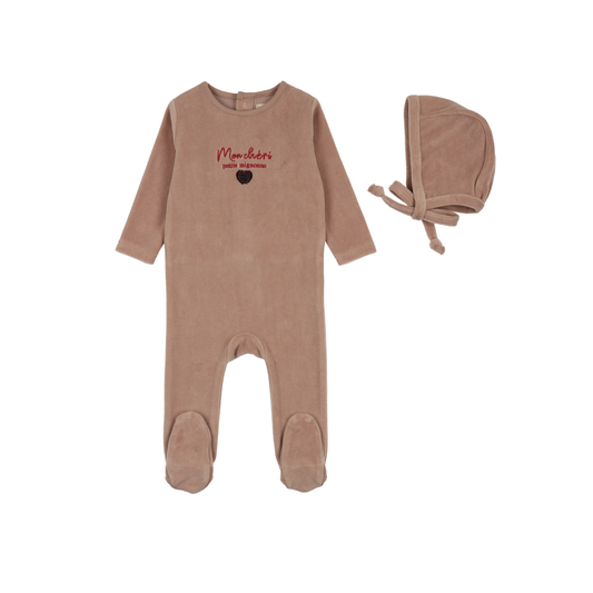 Analogie Dried Rose Velour Baby Footie Set