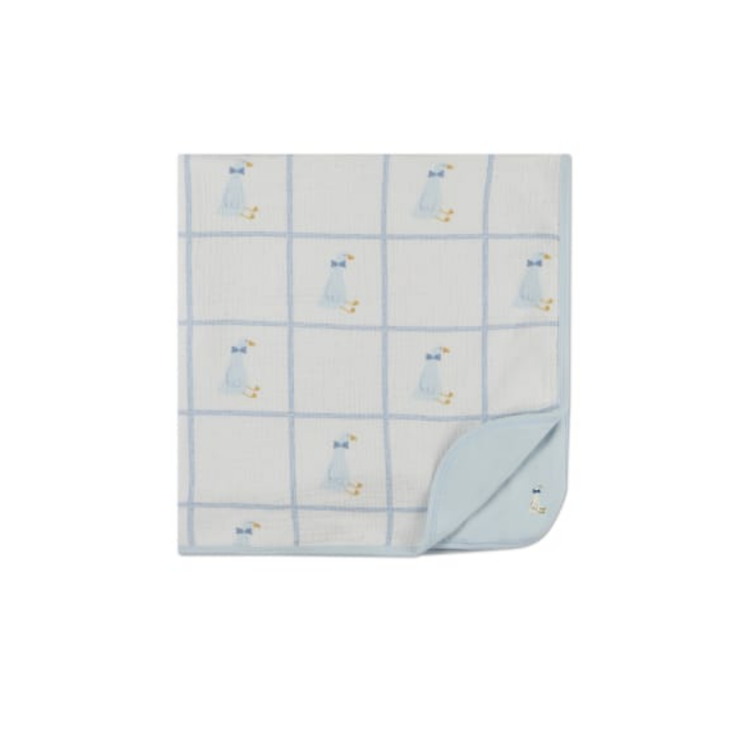 MiniMoi Baby Blue Boys Sitting Goose Blanket