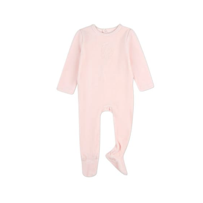 MiniMoi Barely Pink Bunny Meets Chic Velour Footie