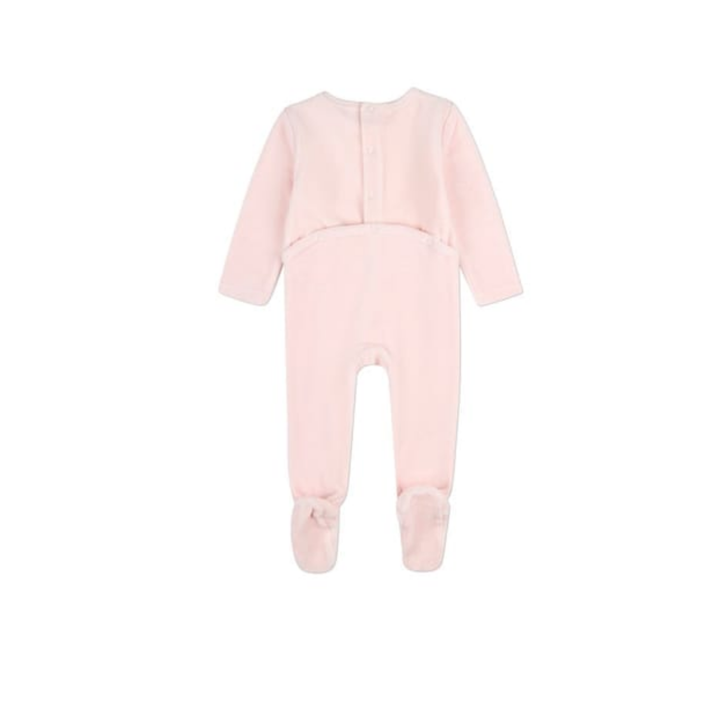 MiniMoi Barely Pink Bunny Meets Chic Velour Footie