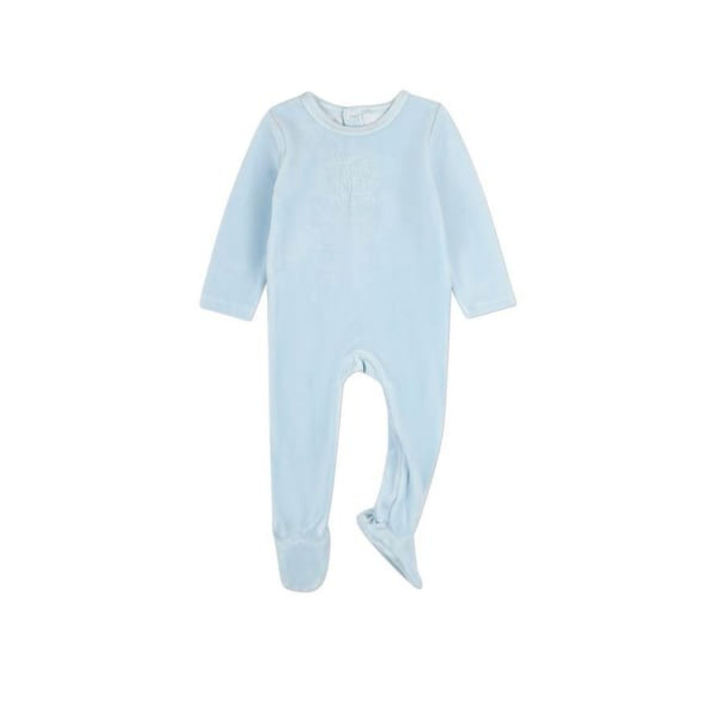 MiniMoi Baby Blue Bunny Meets Chic Velour Footie