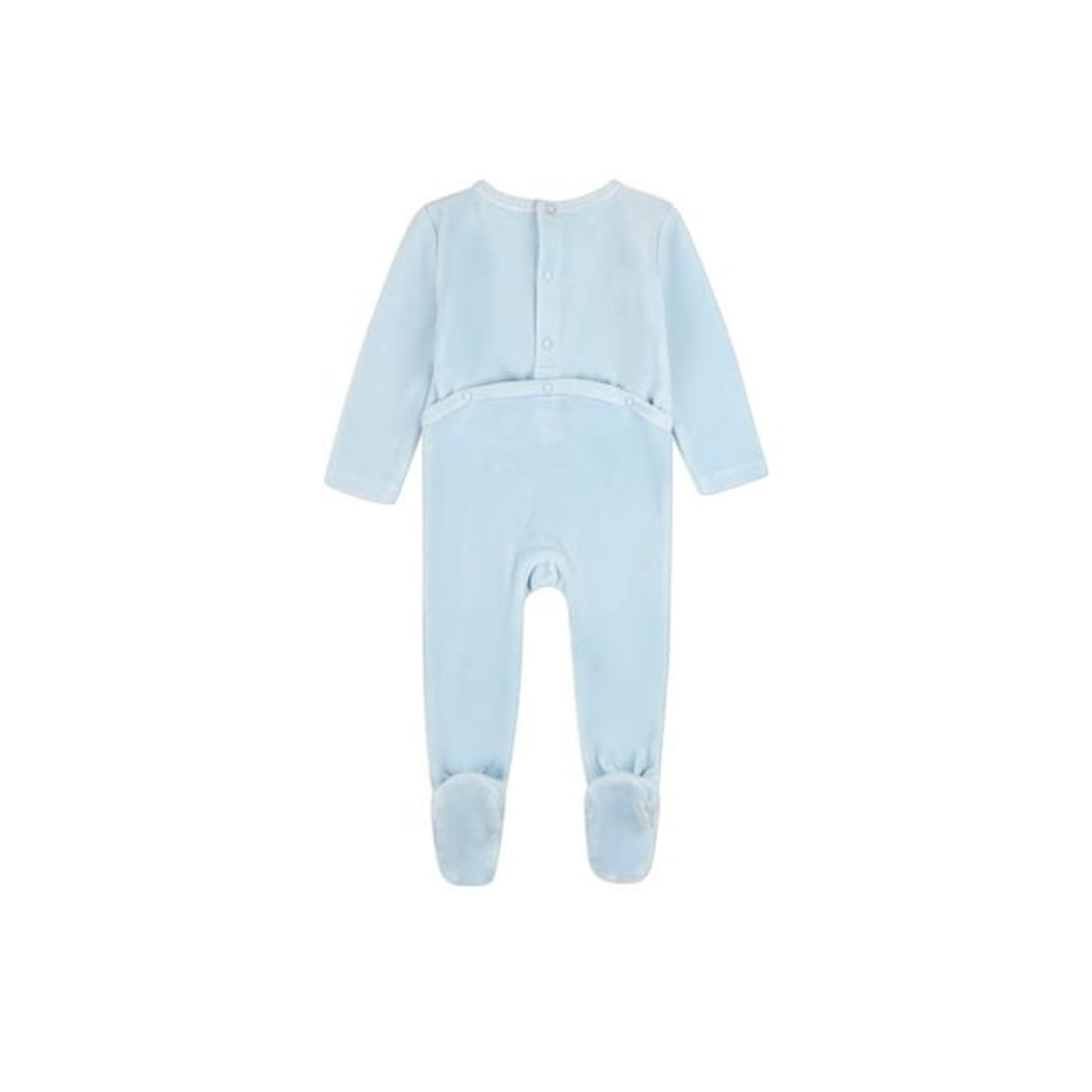 MiniMoi Baby Blue Bunny Meets Chic Velour Footie