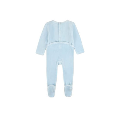 MiniMoi Baby Blue Bunny Meets Chic Velour Footie