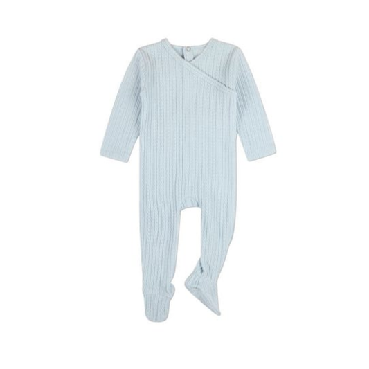 MiniMoi Baby Blue Delicate Link Patterned Footie
