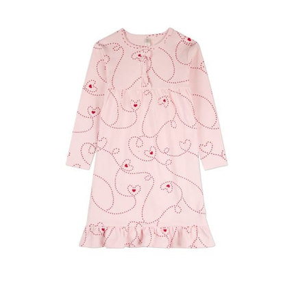MiniMoi Barely Pink Entangled Hearts Mid-Length Nightgown