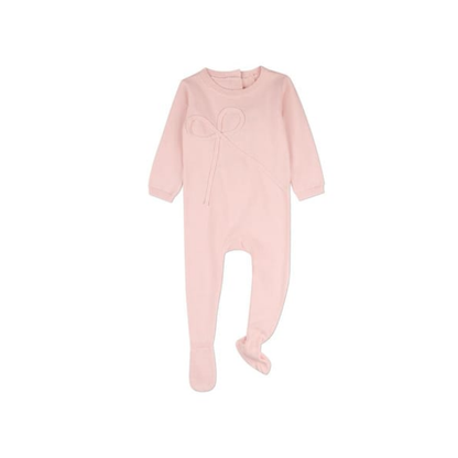 MiniMoi Light Pink Bow Knit Footie
