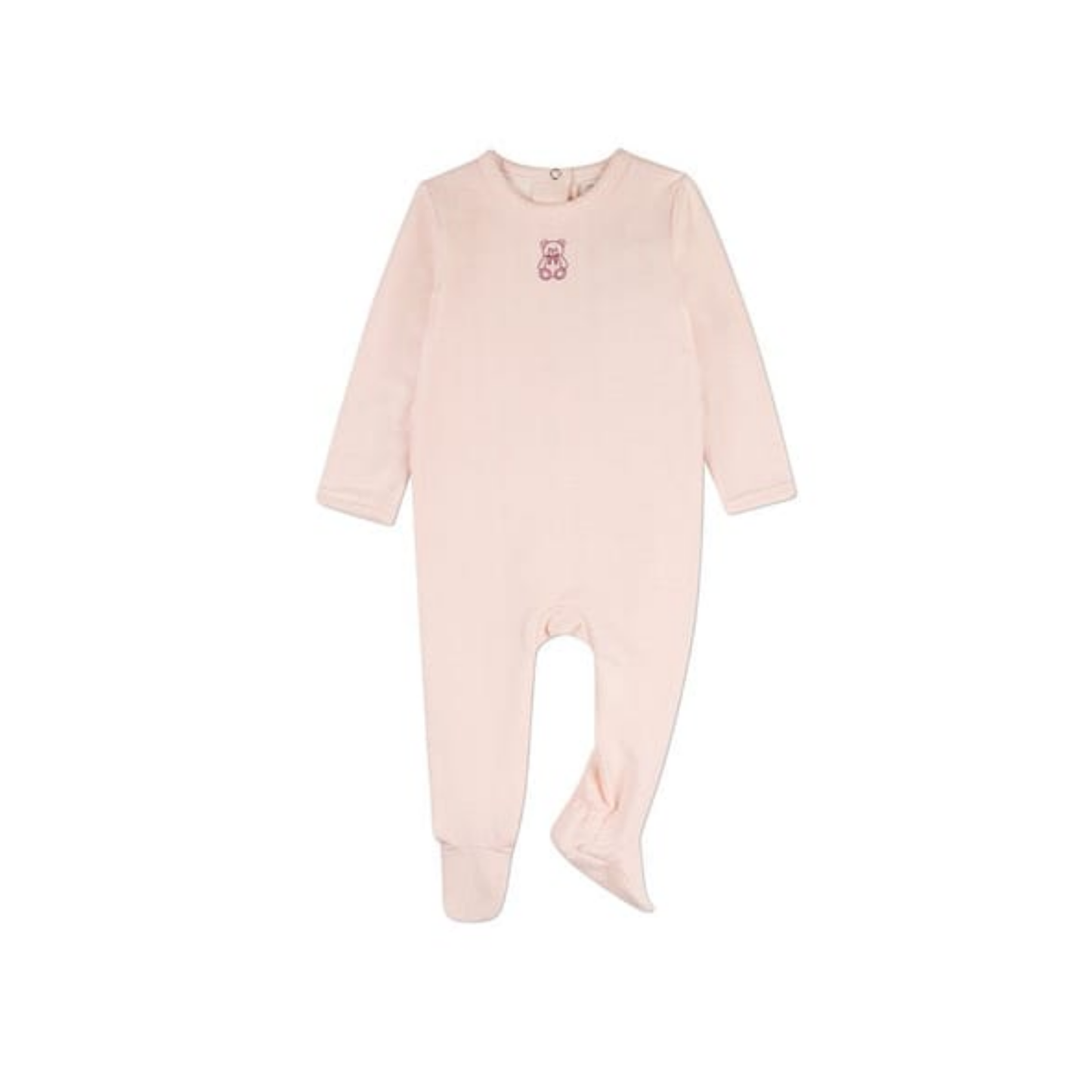 MiniMoi Barely Pink Snuggly Bear Chevron Printed Footie