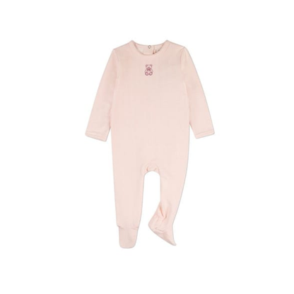 MiniMoi Barely Pink Snuggly Bear Chevron Printed Footie
