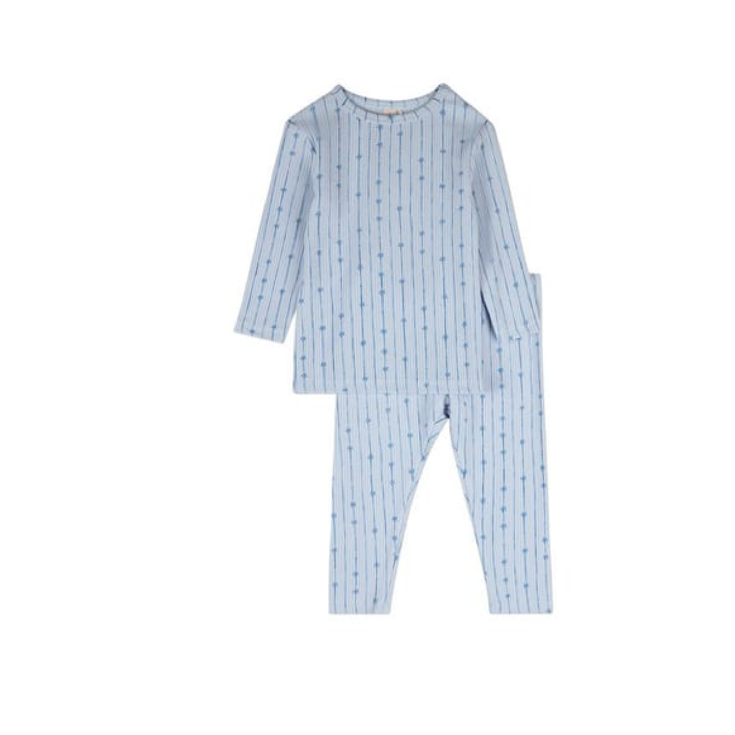 MiniMoi Baby Blue Star Light Star Bright Pointelle 2 Pc Pajama Set