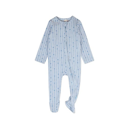 MiniMoi Baby Blue Star Light Star Bright Pointelle Footie