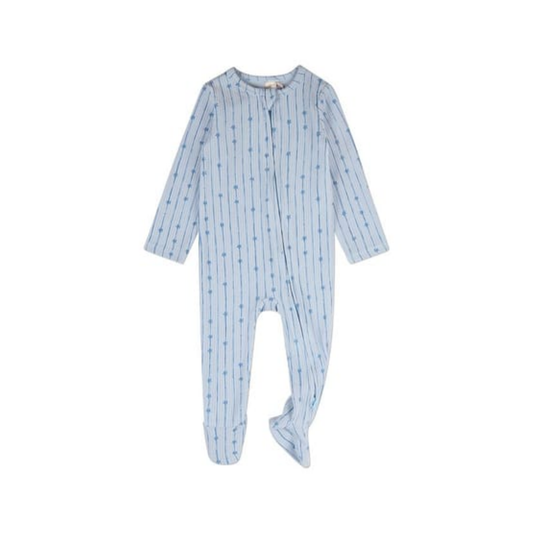 MiniMoi Baby Blue Star Light Star Bright Pointelle Footie
